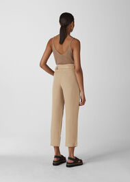 Belted Wide Leg Crop Trouser Neutral