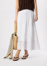Broderie Cotton Midi Skirt