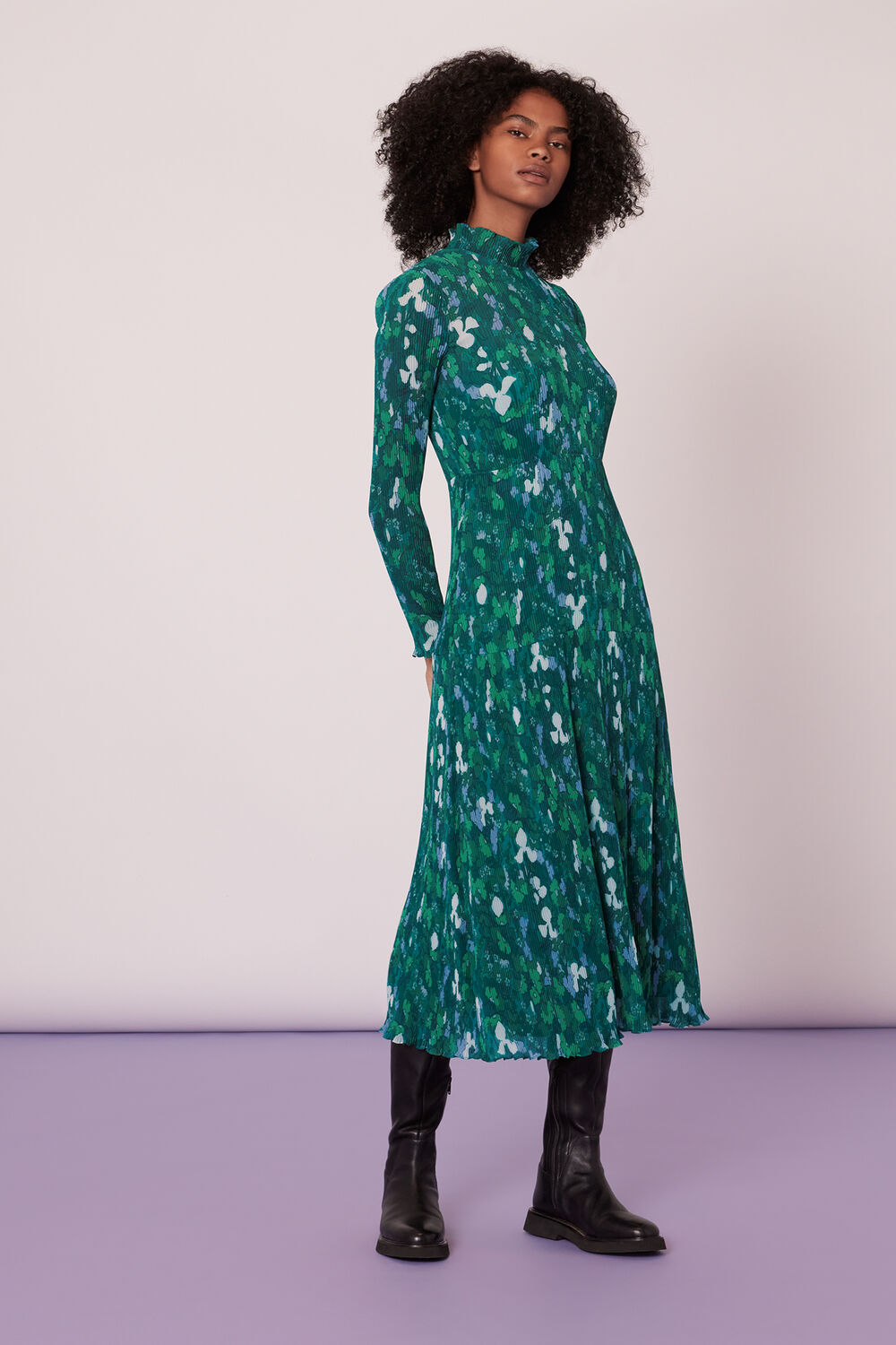 Kaleidoscope Plisse Midi Dress