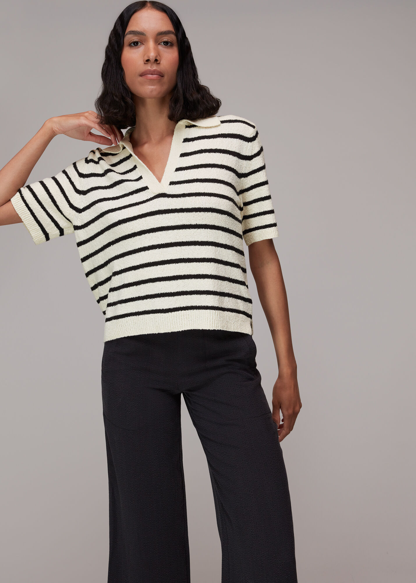 Ivory/Multi Iva Knitted Polo WHISTLES