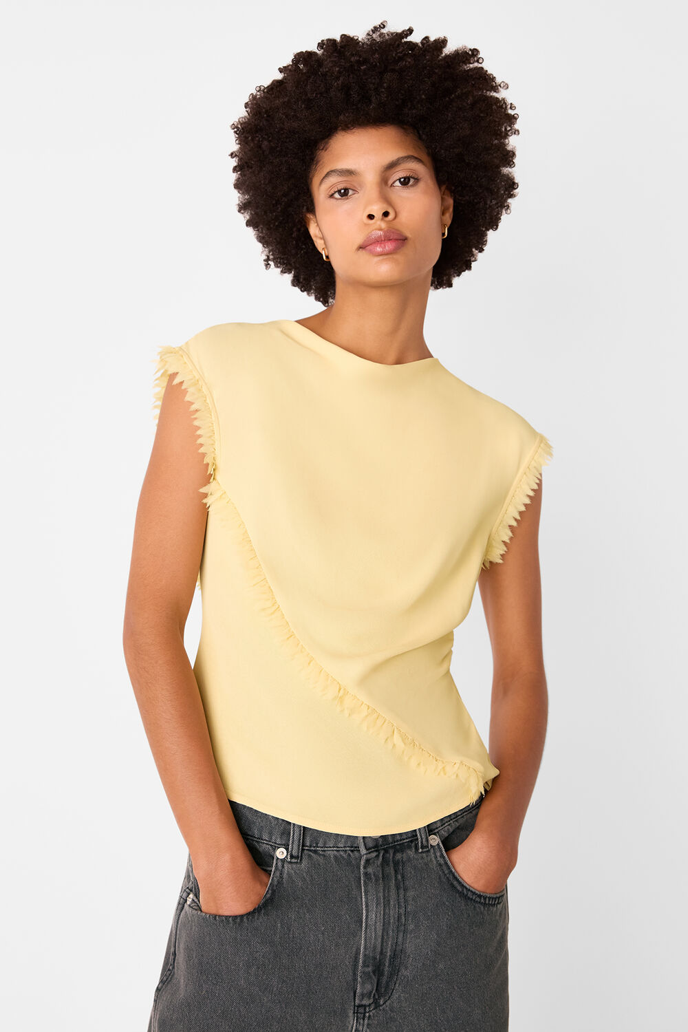 Toril Textured Trim Detail Top