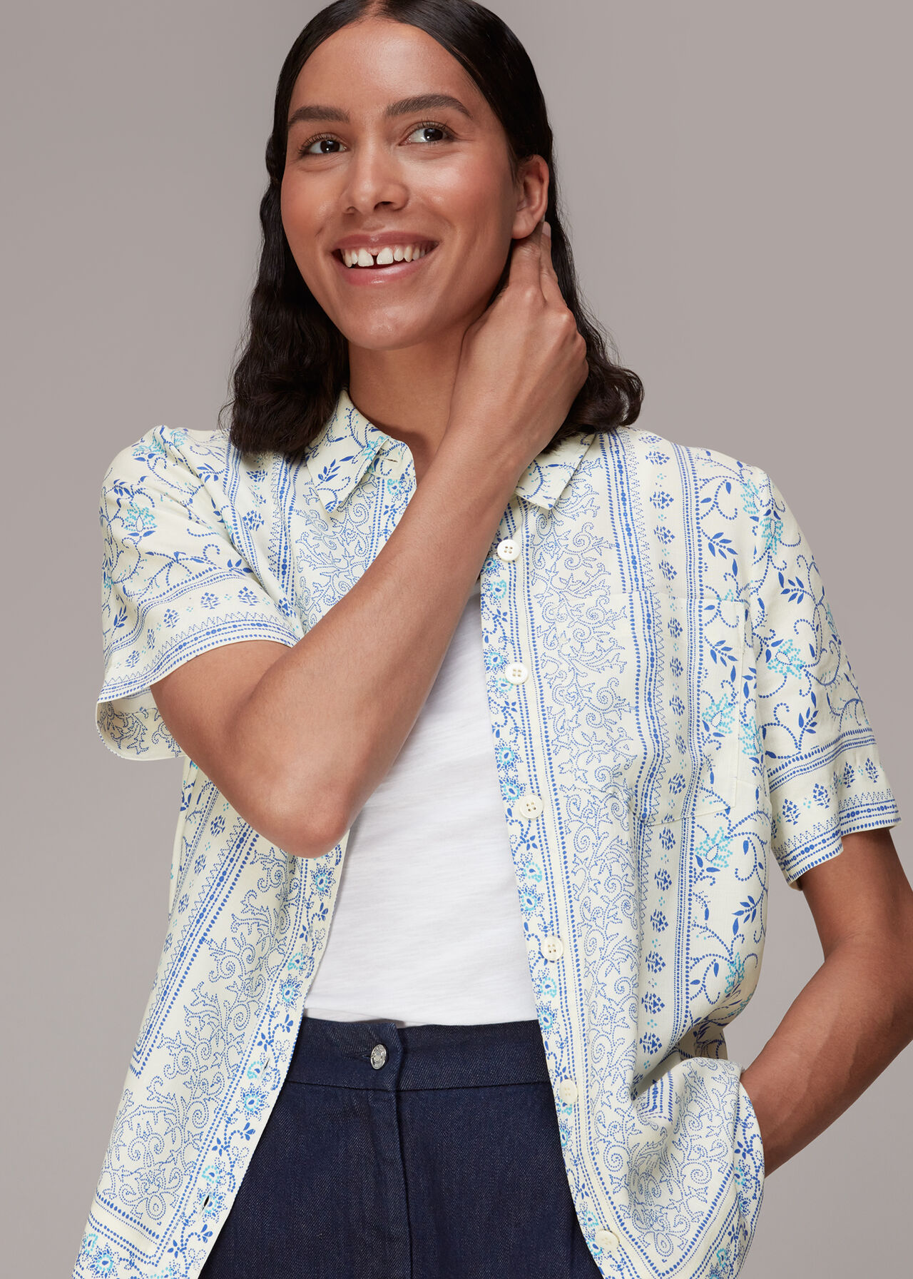 Bandana Print Bowling Shirt
