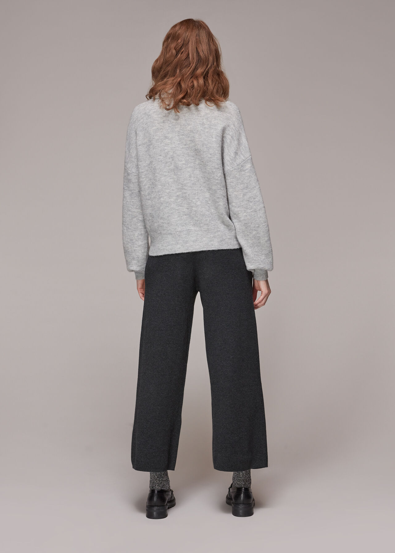 Knitted Wide Leg Marl Trouser