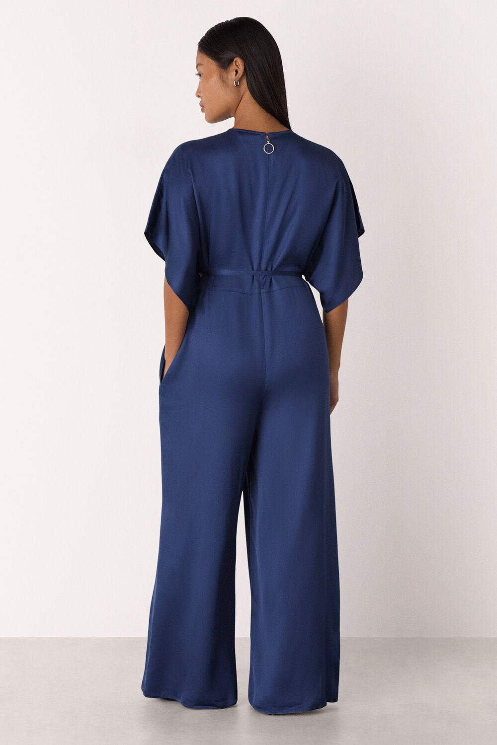 Petite Satin Short Sleeve Jumpsuit