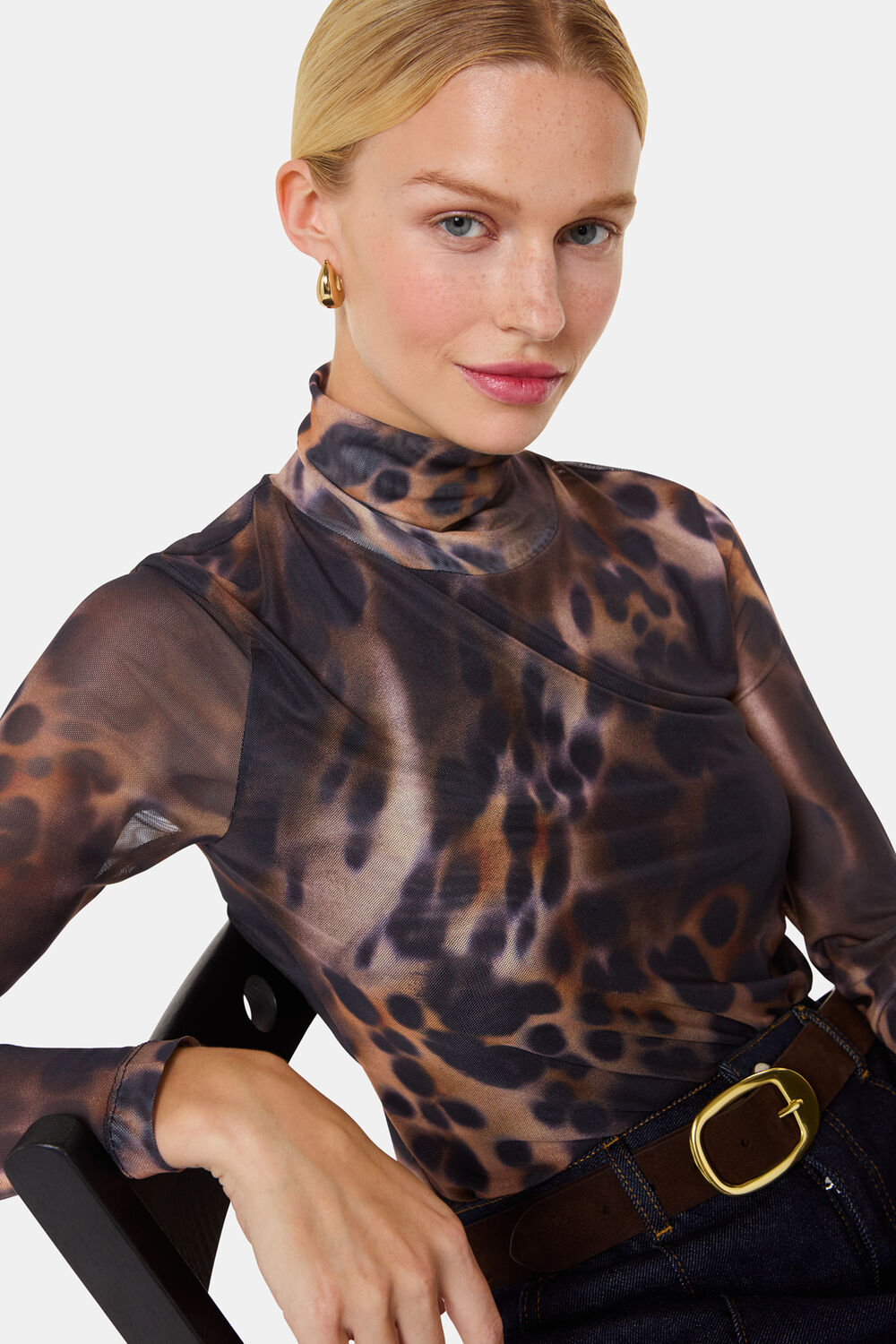 Misty Leopard Mesh Top