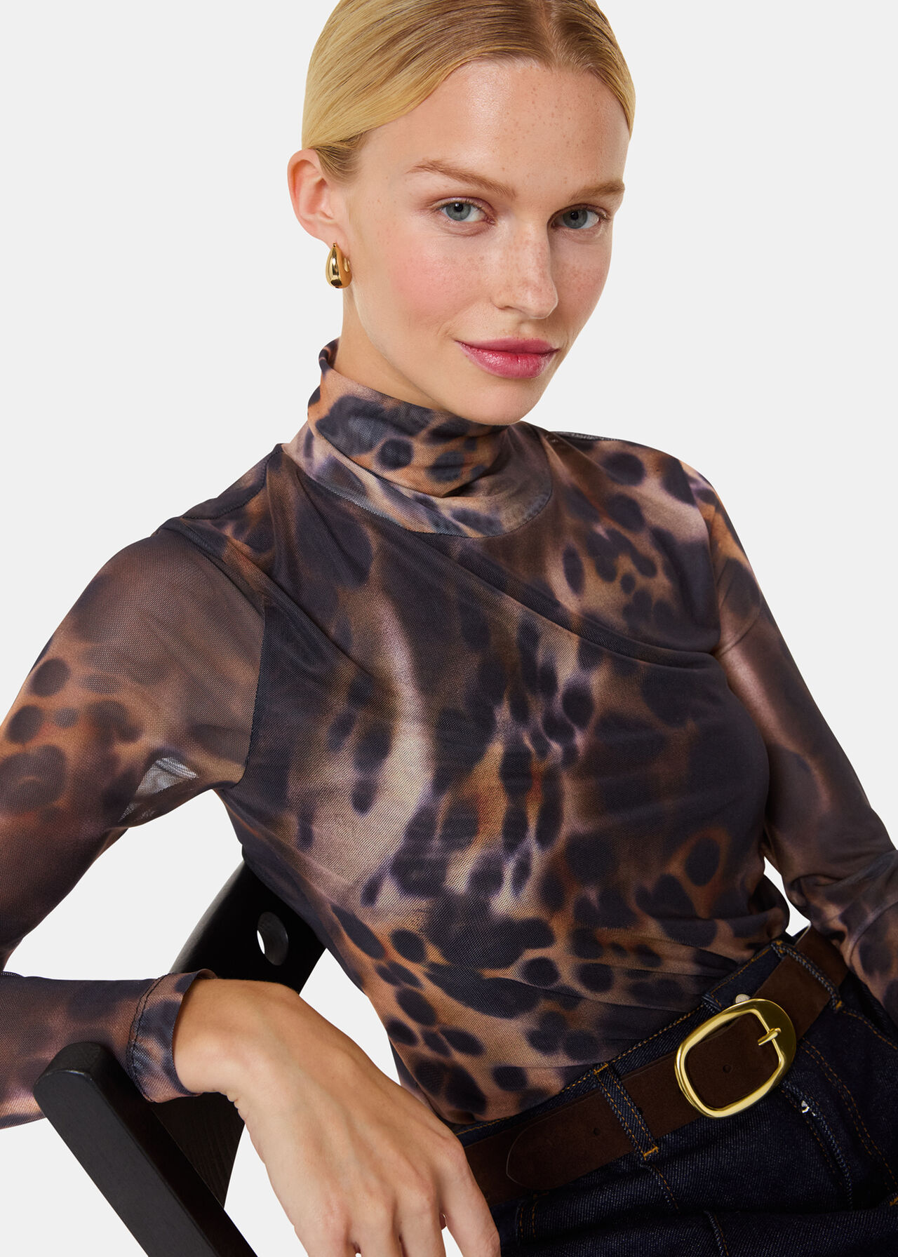 Misty Leopard Mesh Top