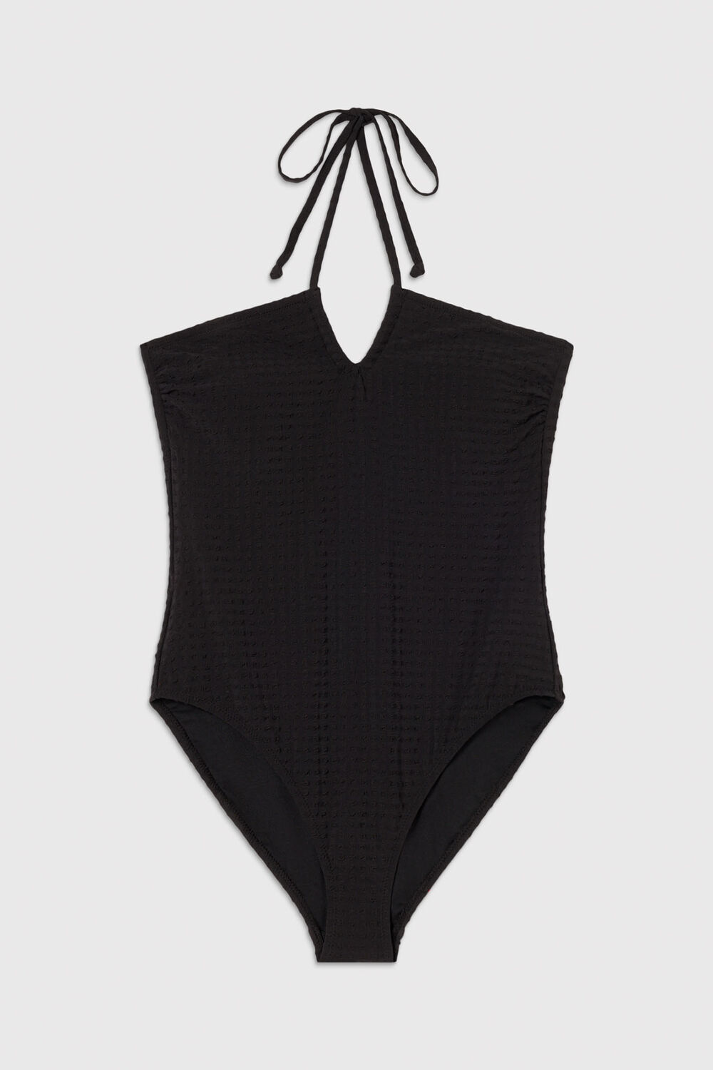 Black Textured Gingham Swimsuit