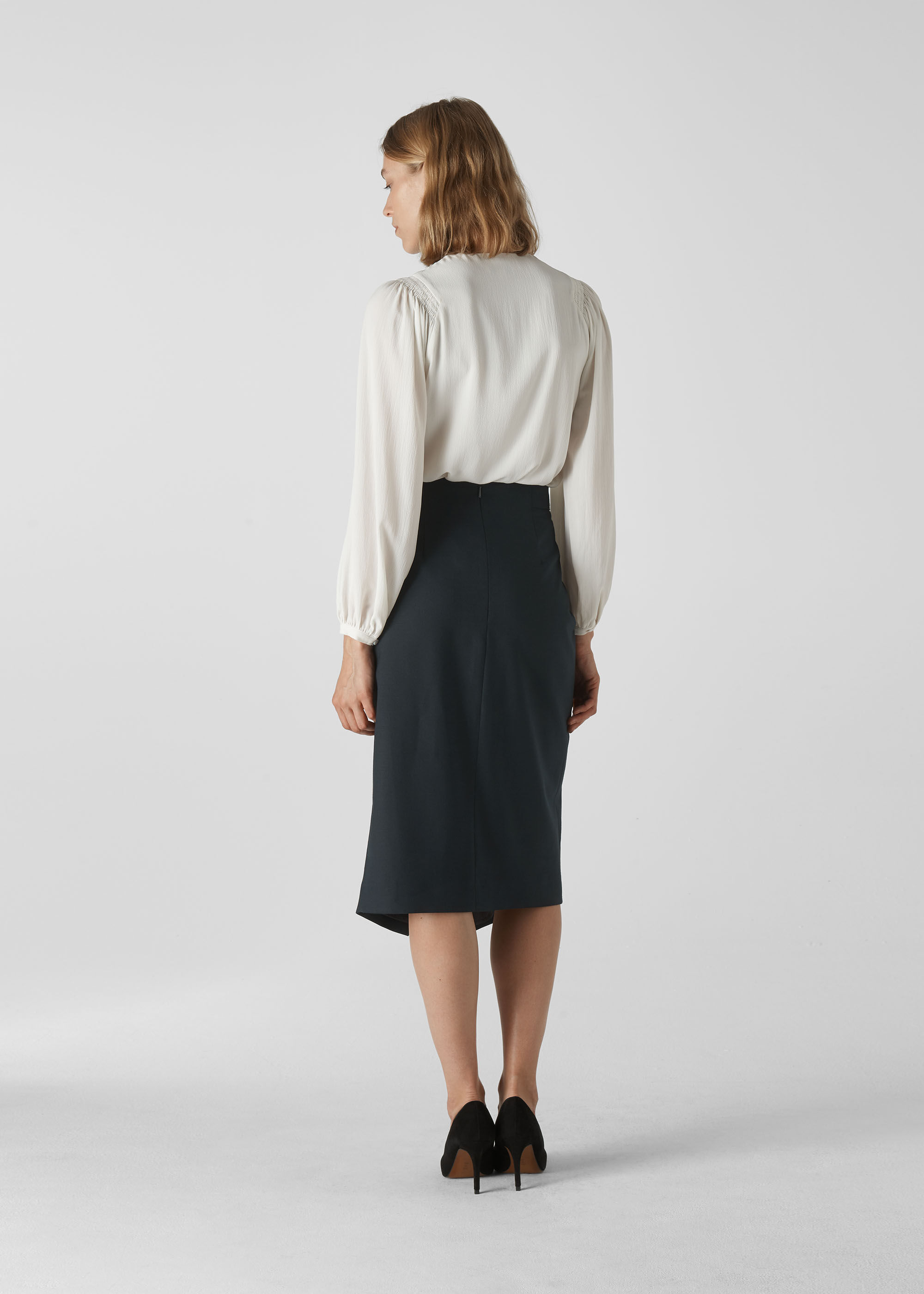 Navy tailored pencil shop skirt