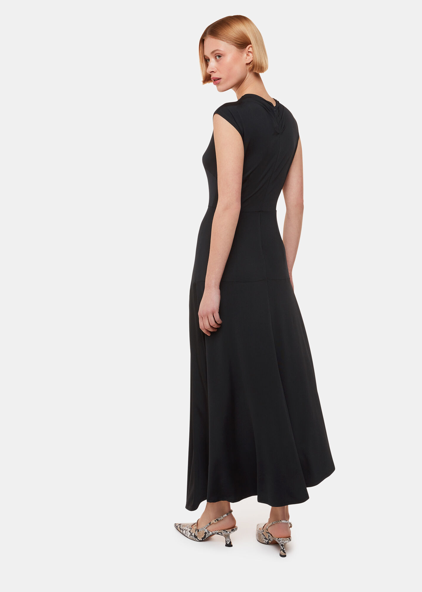 Black Iris Asymmetric Jersey Dress | WHISTLES | Whistles UK |