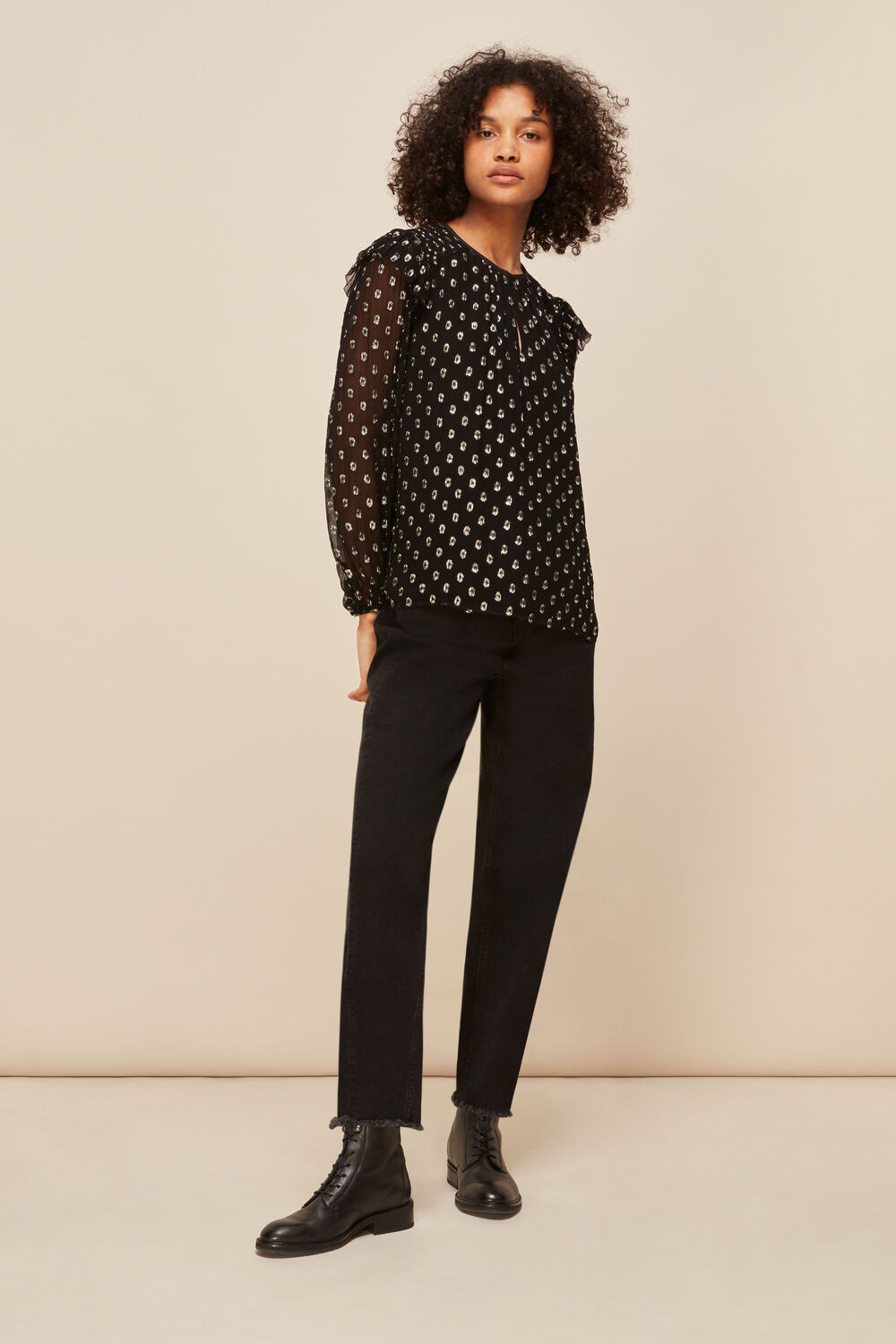 Black Metallic Dobby Sophia Top
