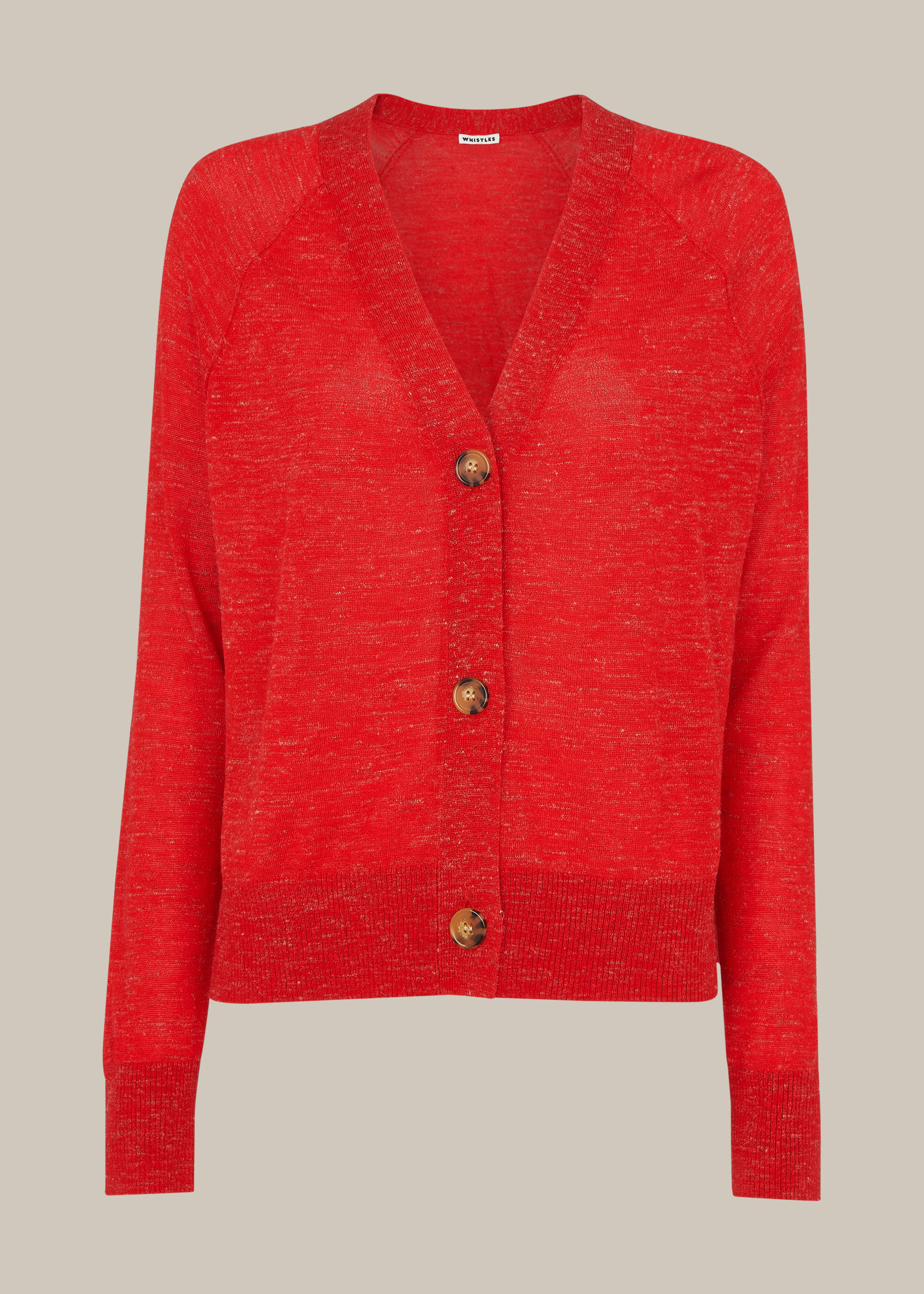 Red Relaxed Linen Mix Cardigan