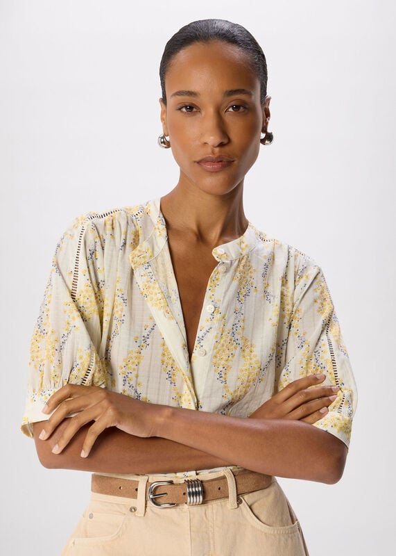 Yellow Ditsy Stem Textured Shirt