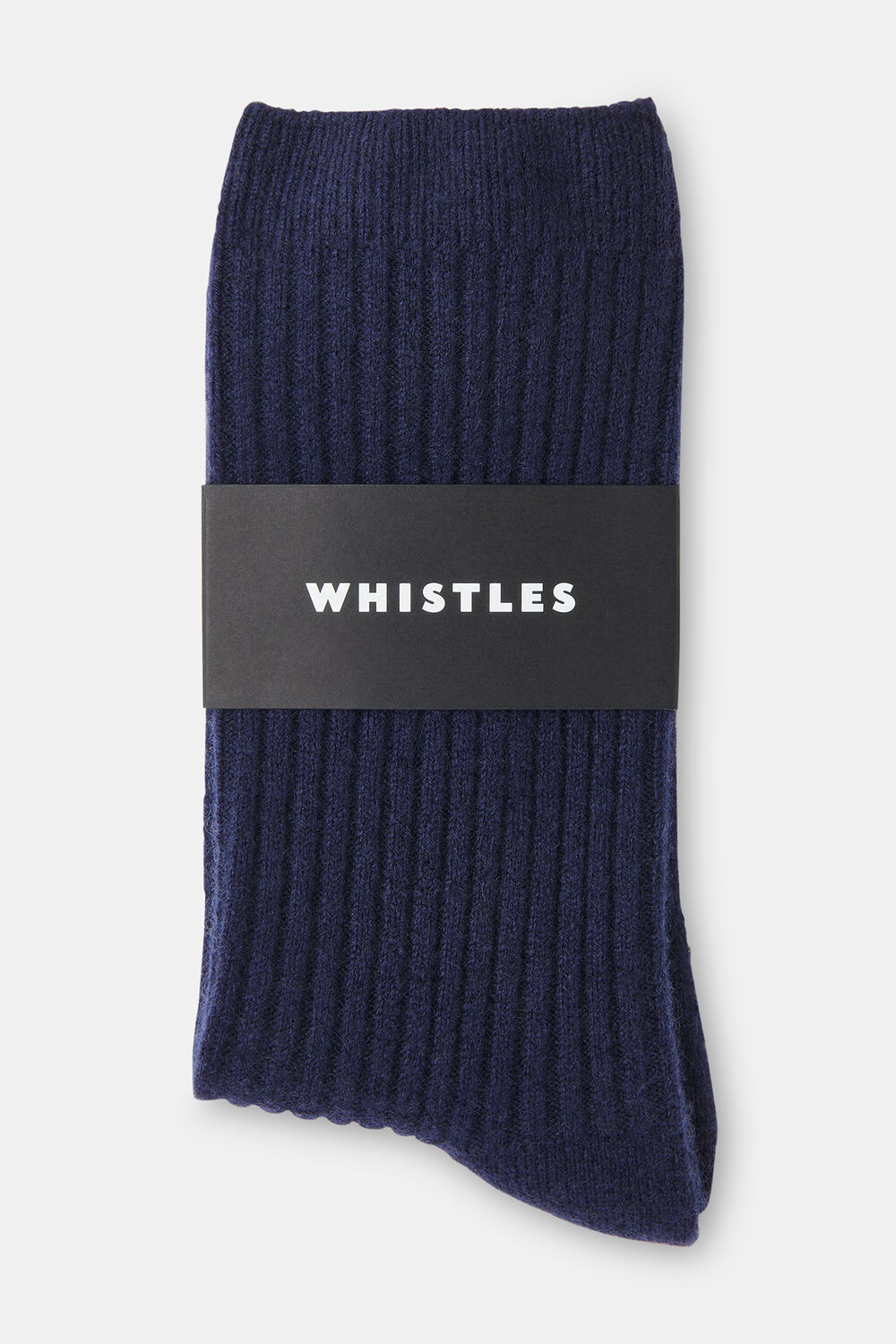 Navy Cashmere Ribbed Socks