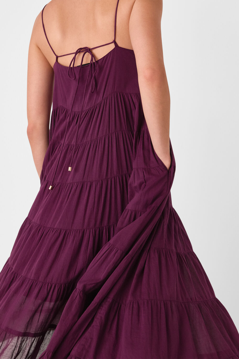 Plum Cotton Tiered Maxi Sun Dress