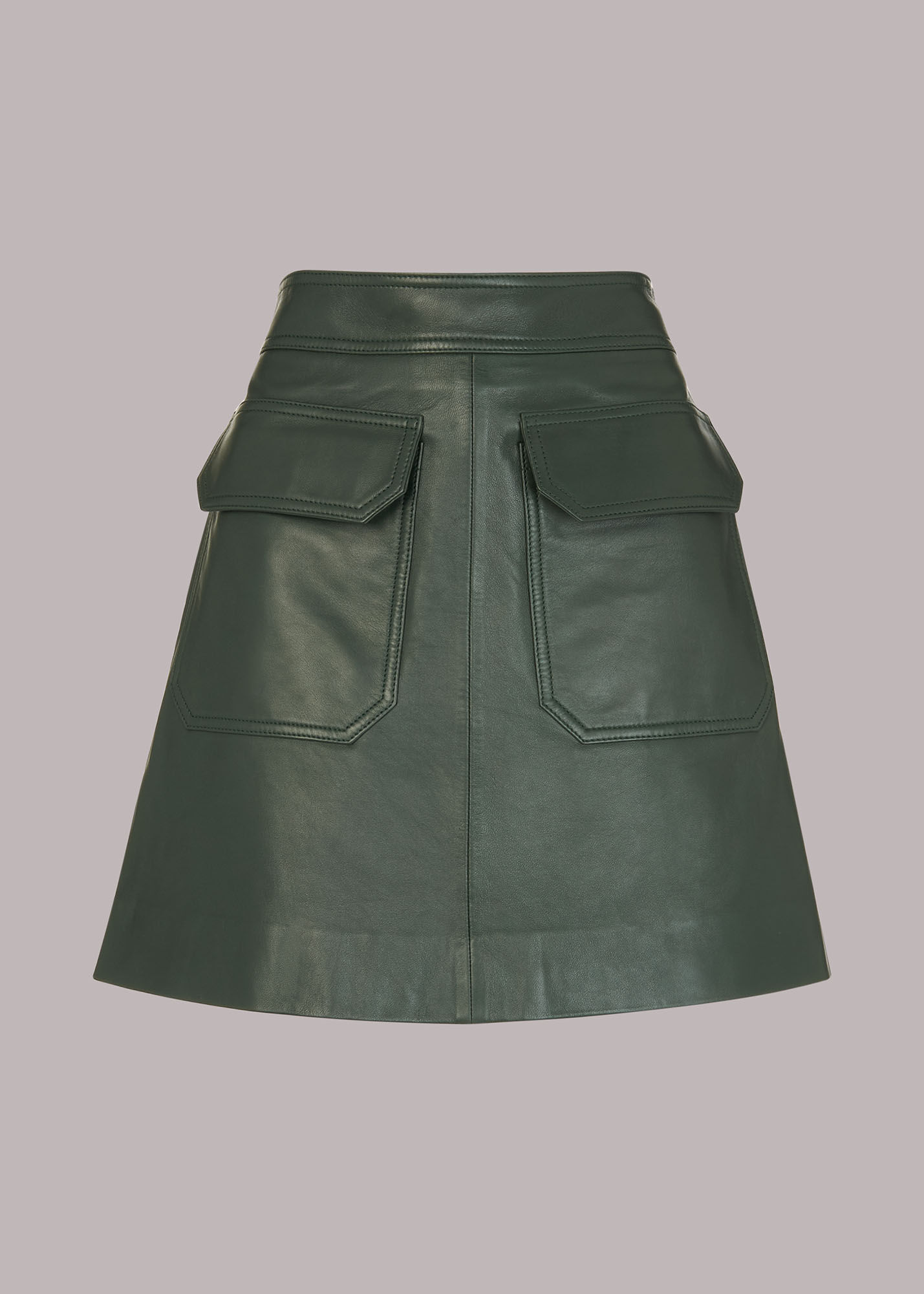 Army green leather skirt new arrivals
