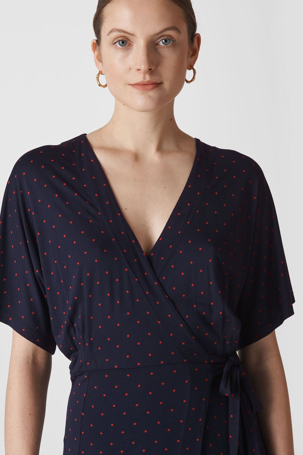 Spot Wrap Jersey Dress Navy/Multi