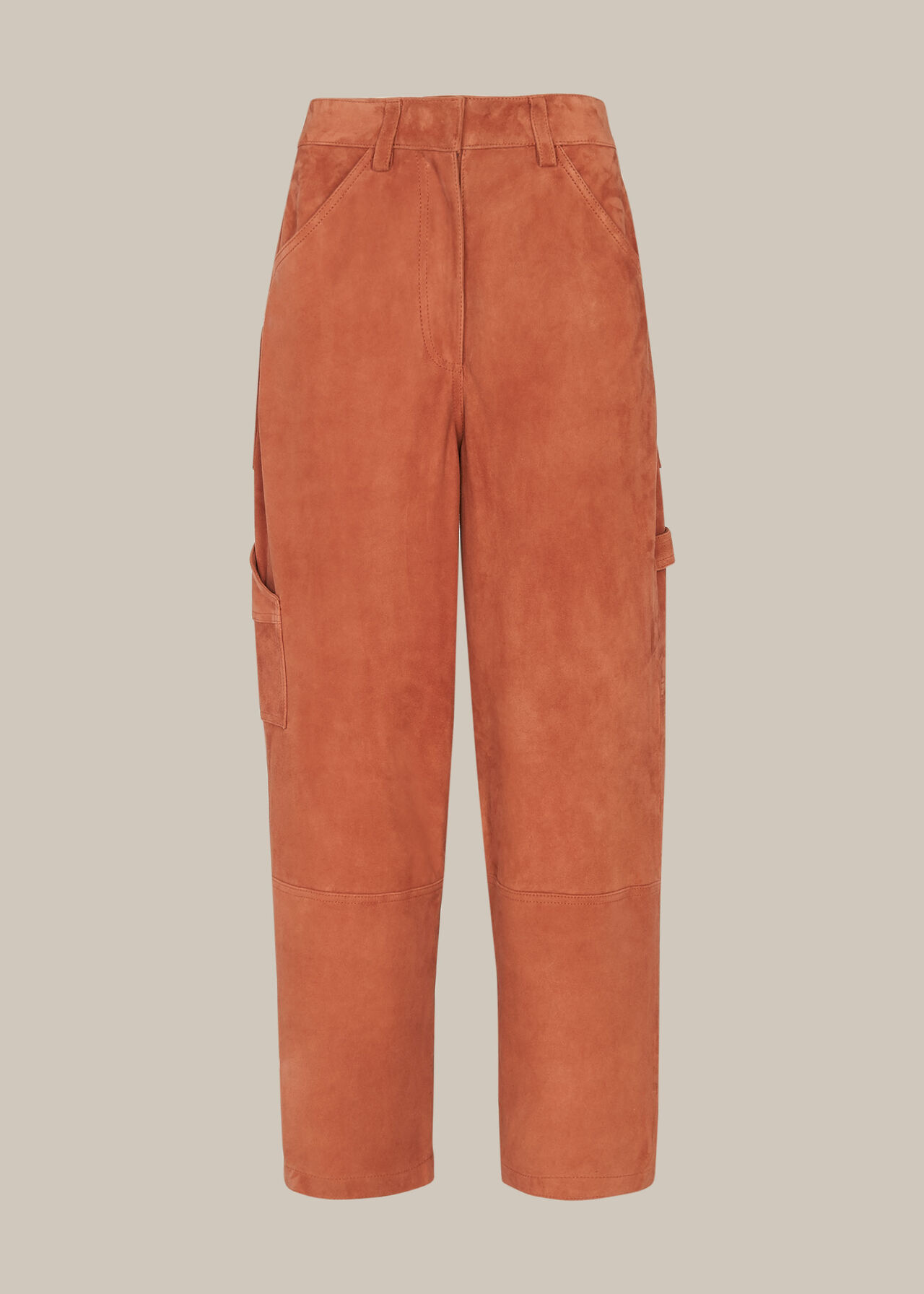 Neutral Suede Leather Cargo Trouser, WHISTLES