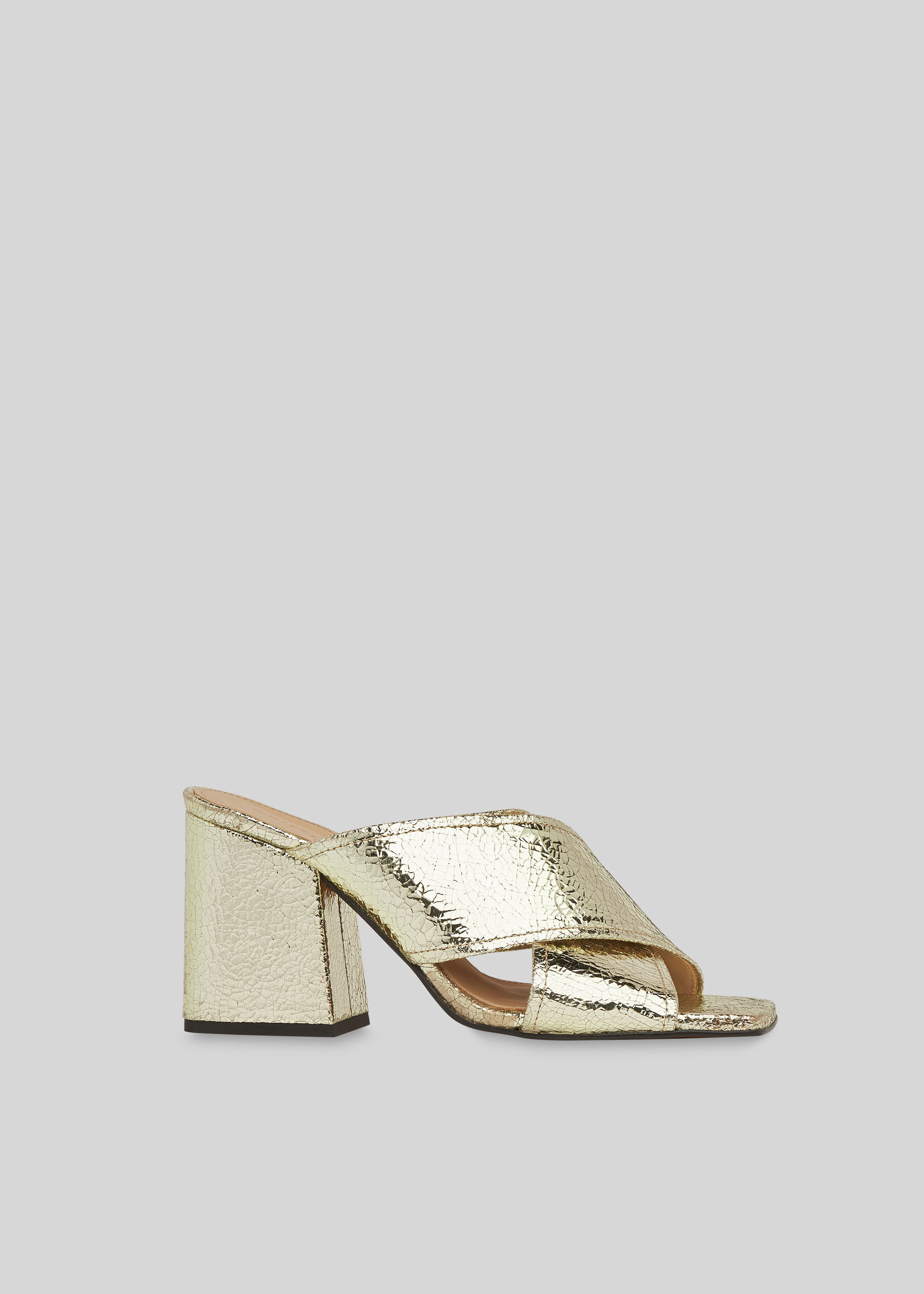 Gold mules block heel top