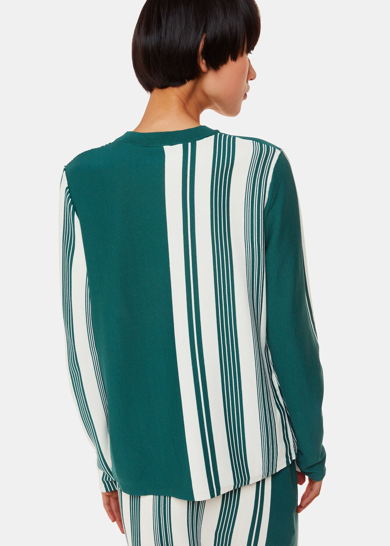 Vertical Stripe Crew Neck Knit