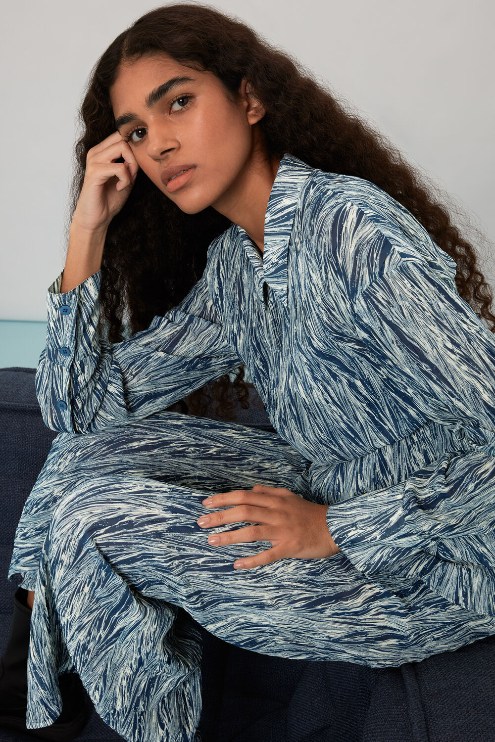 Marble Stripe Plisse Trousers