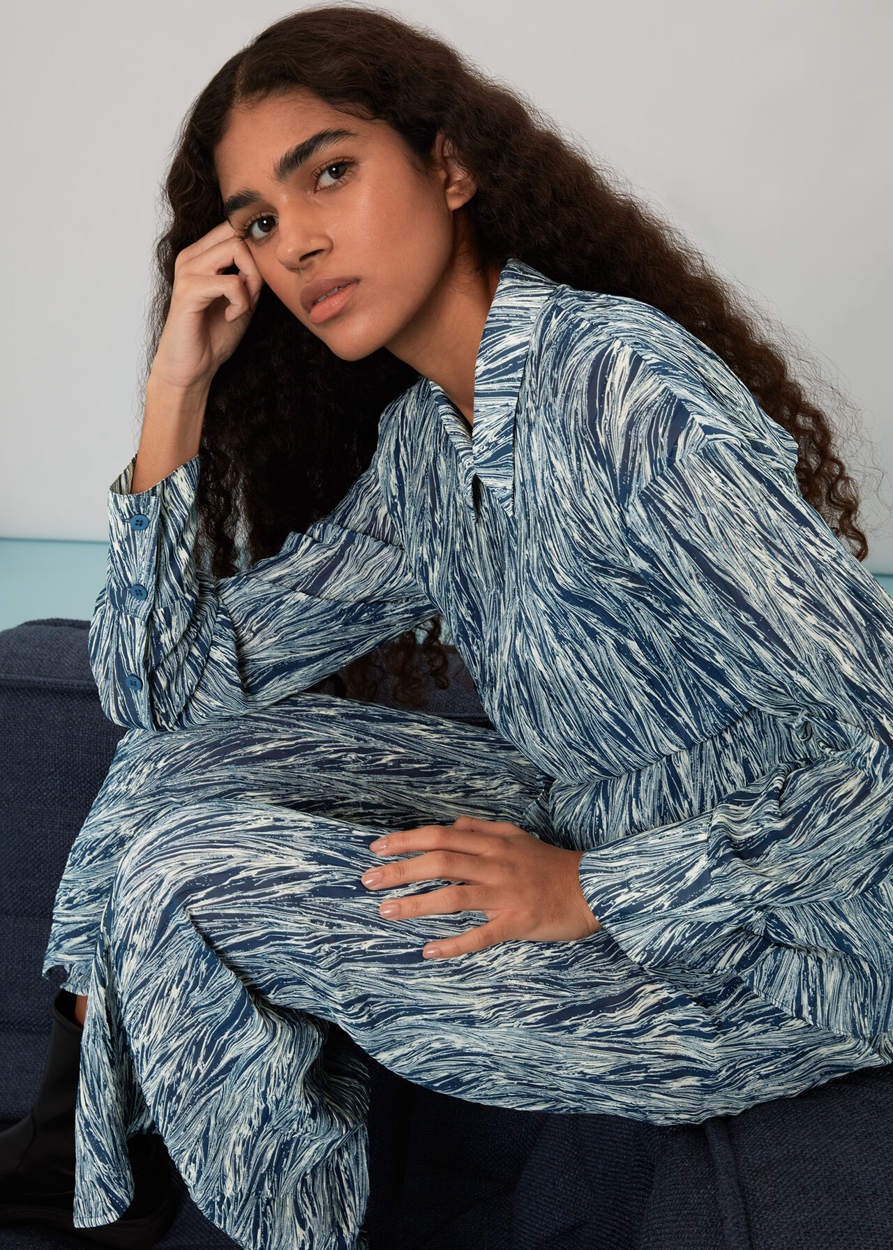 Marble Stripe Plisse Trousers