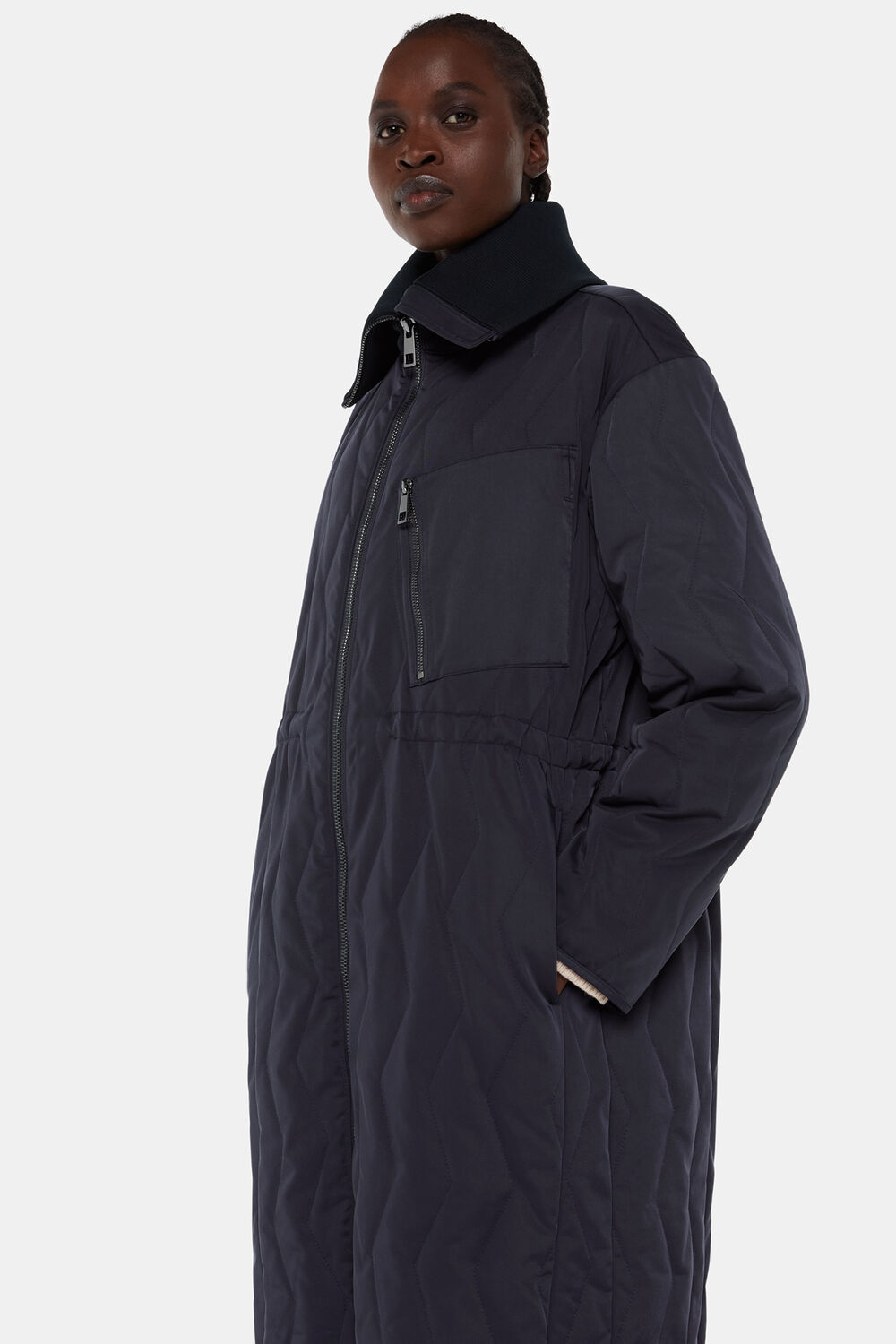 Navy Niara Quilted Coat