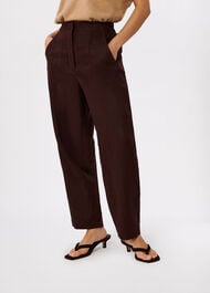 Petite Linen Barrel Leg Trouser
