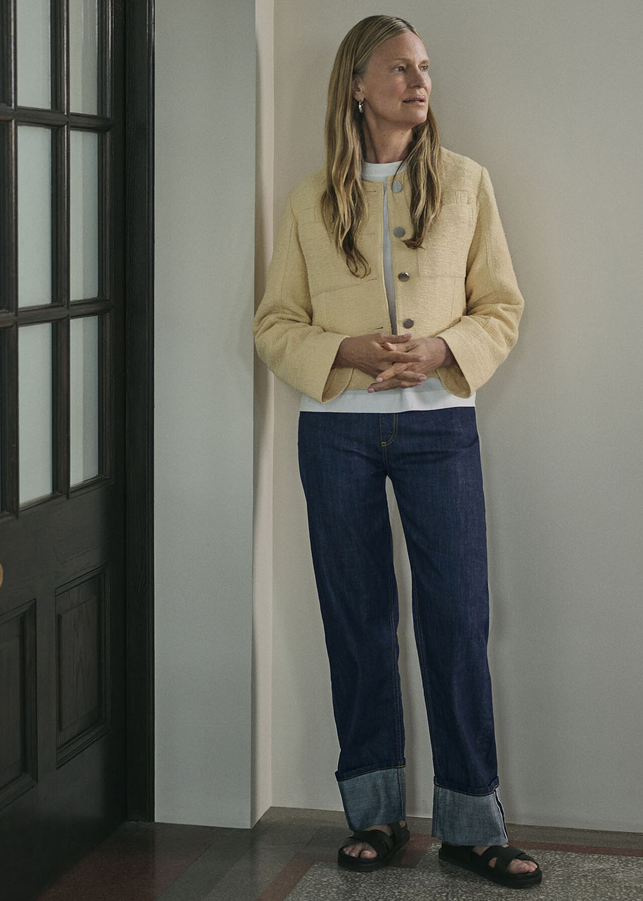 Textured Collarless Jacket