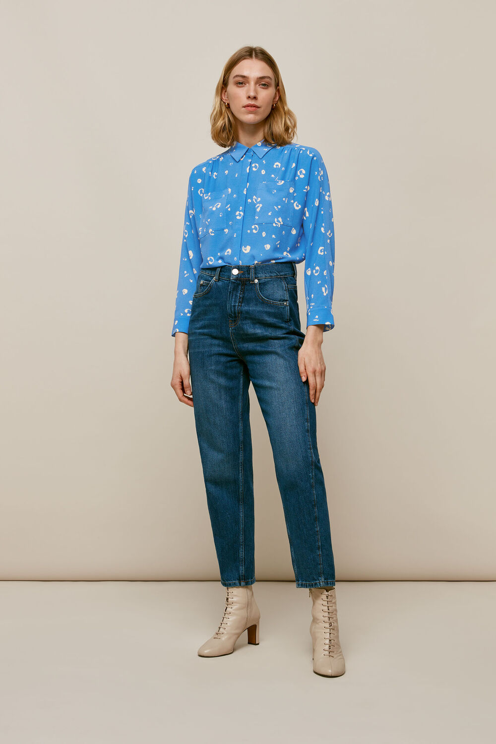 Watercolour Animal Blouse Blue/Multi