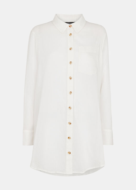 White Longline Beach Shirt