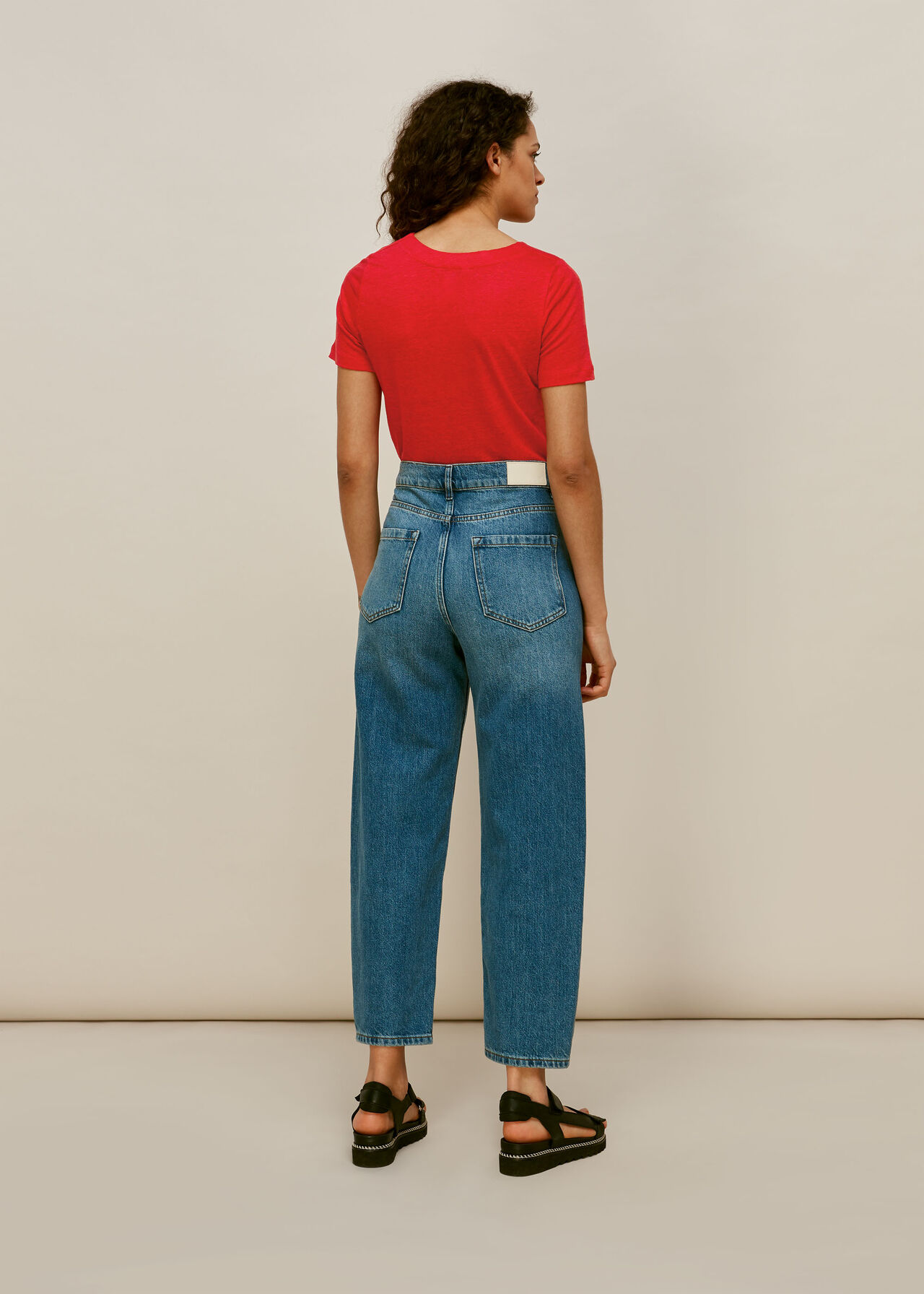 Linen Button Front Tie Top Red