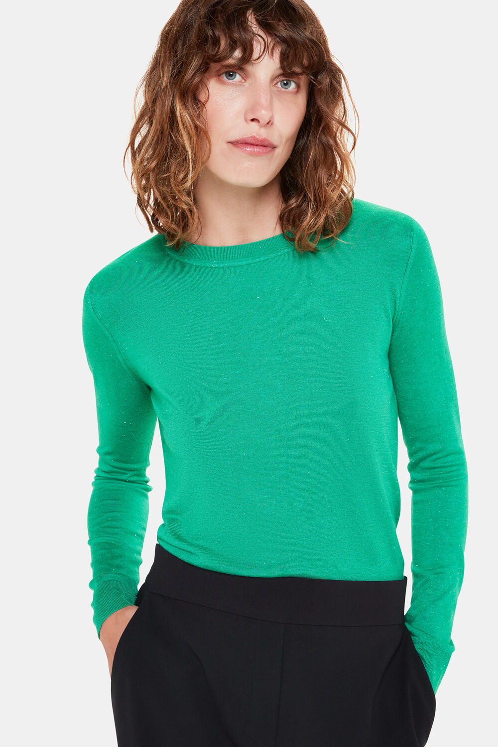 Green Annie Sparkle Crew Neck Sweater