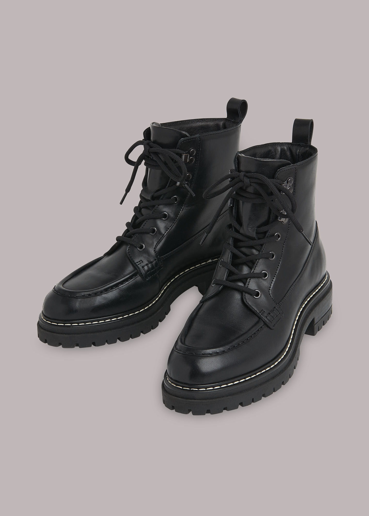 Black Bexley Lace Up Boot WHISTLES