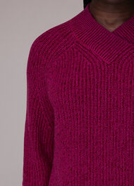 Plated Rib V Neck Jumper
