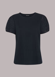 Broderie Puff Sleeve T-Shirt
