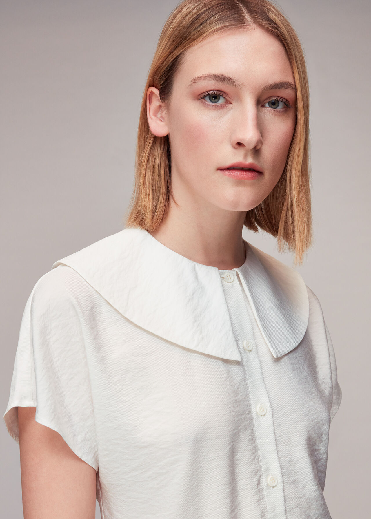 White Greta Collar Top | WHISTLES