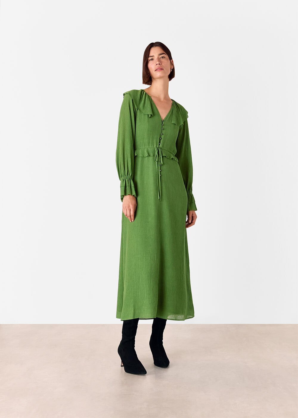 Frill Boho Midi Dress