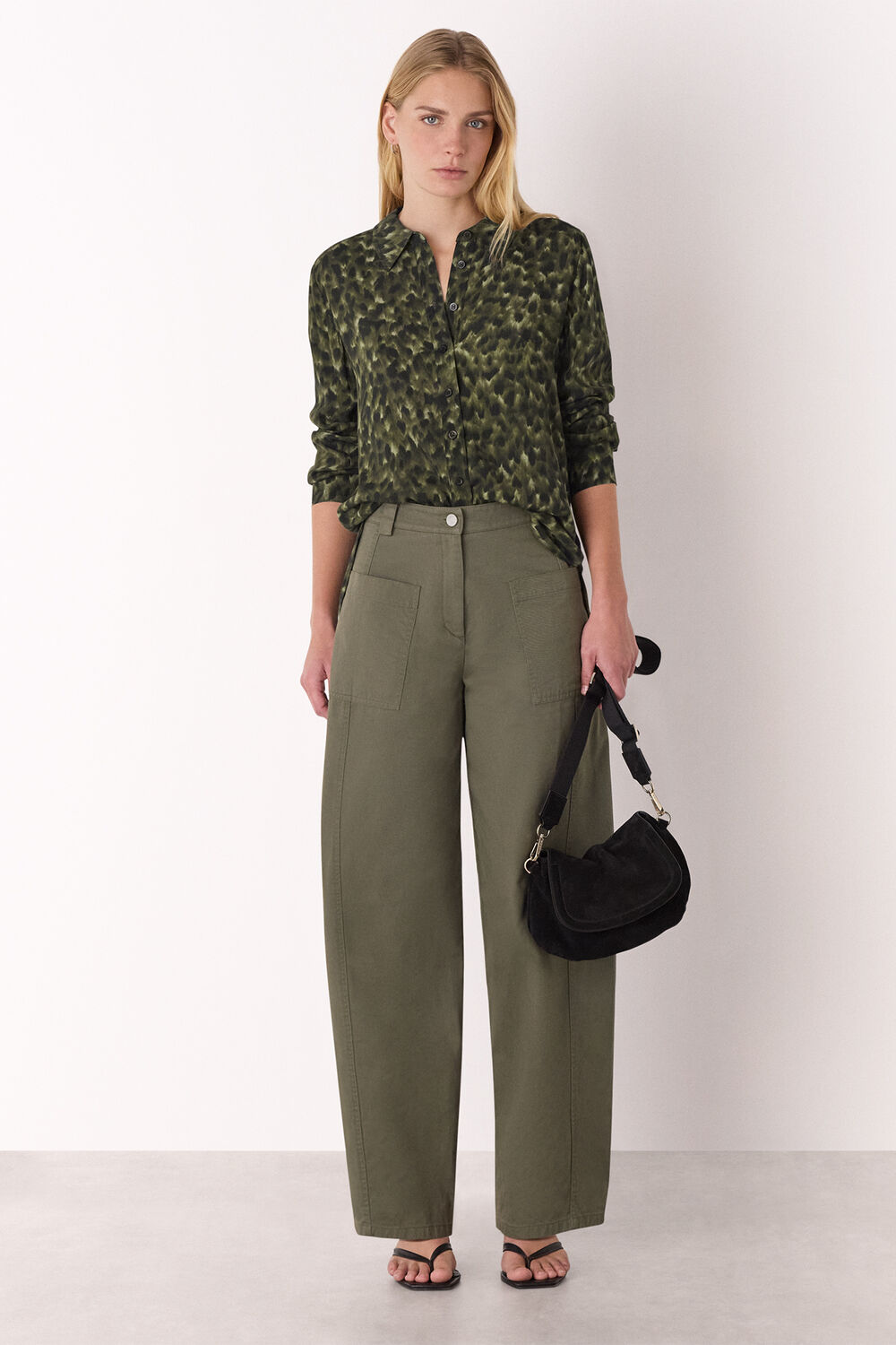 Animal Print Collared Shirt