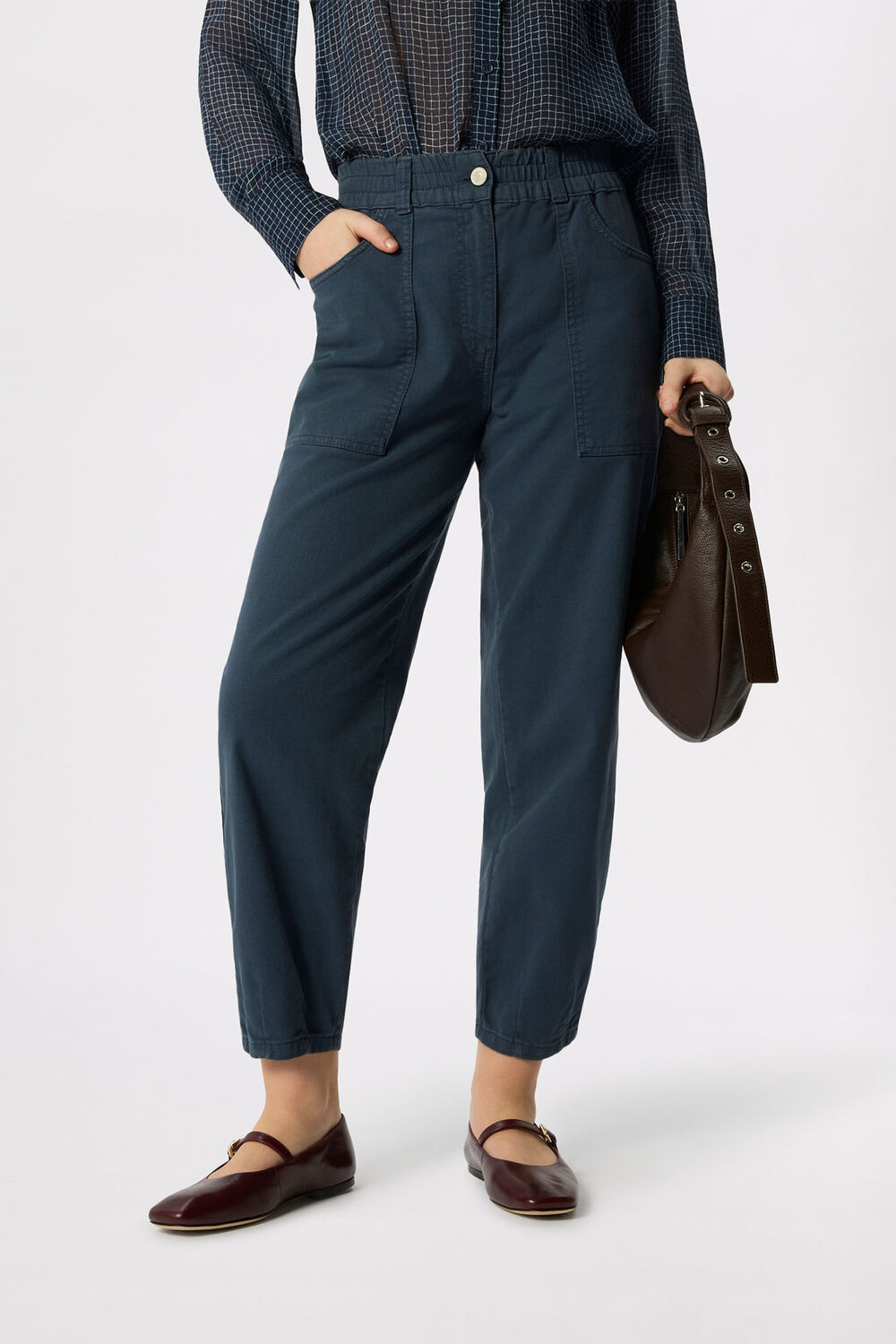 Navy Petite Tessa Casual Trouser