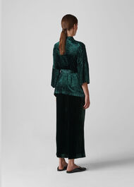 Evony Velvet Kimono Jacket Green