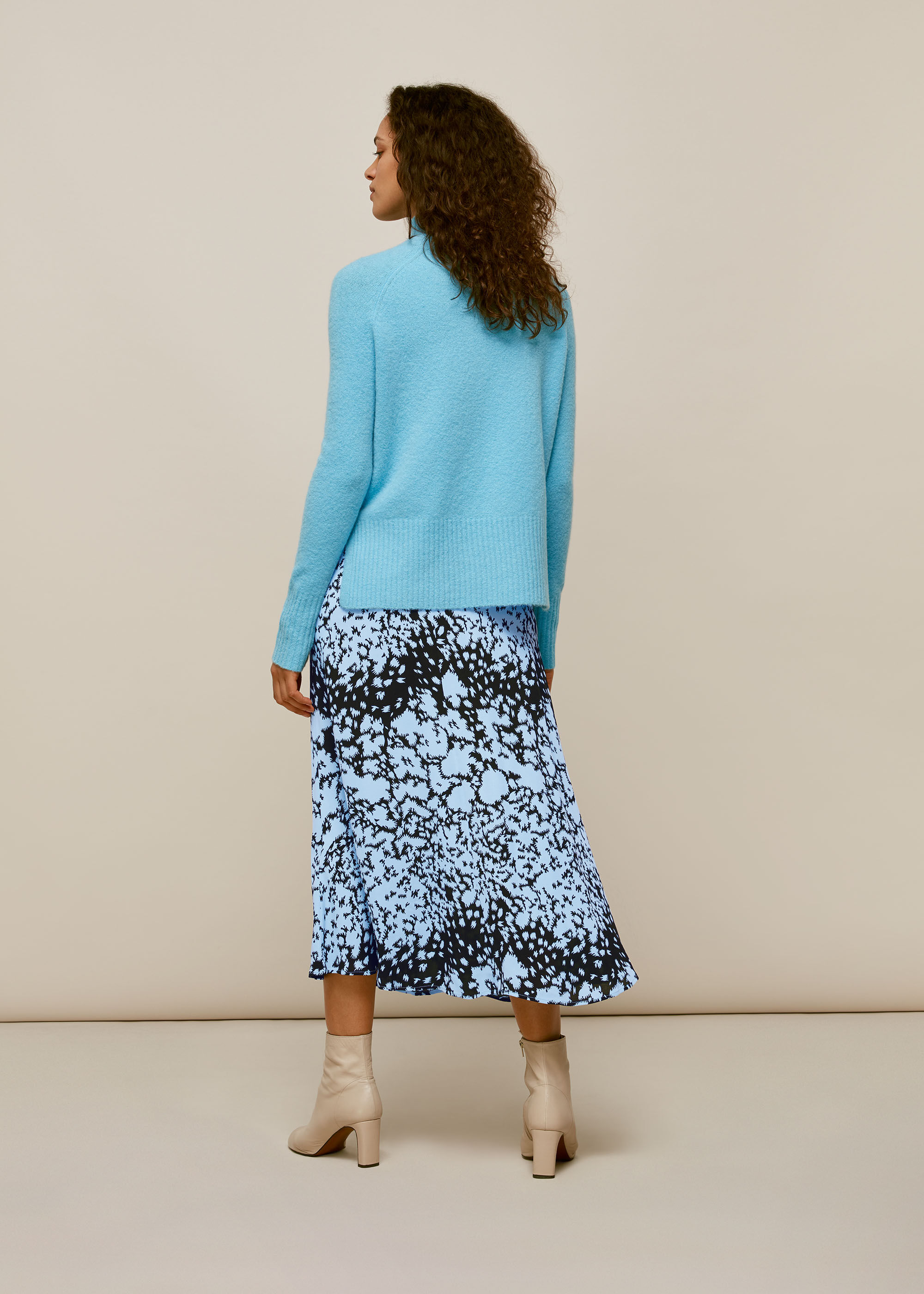Blue Multi Floral Animal Button Skirt WHISTLES