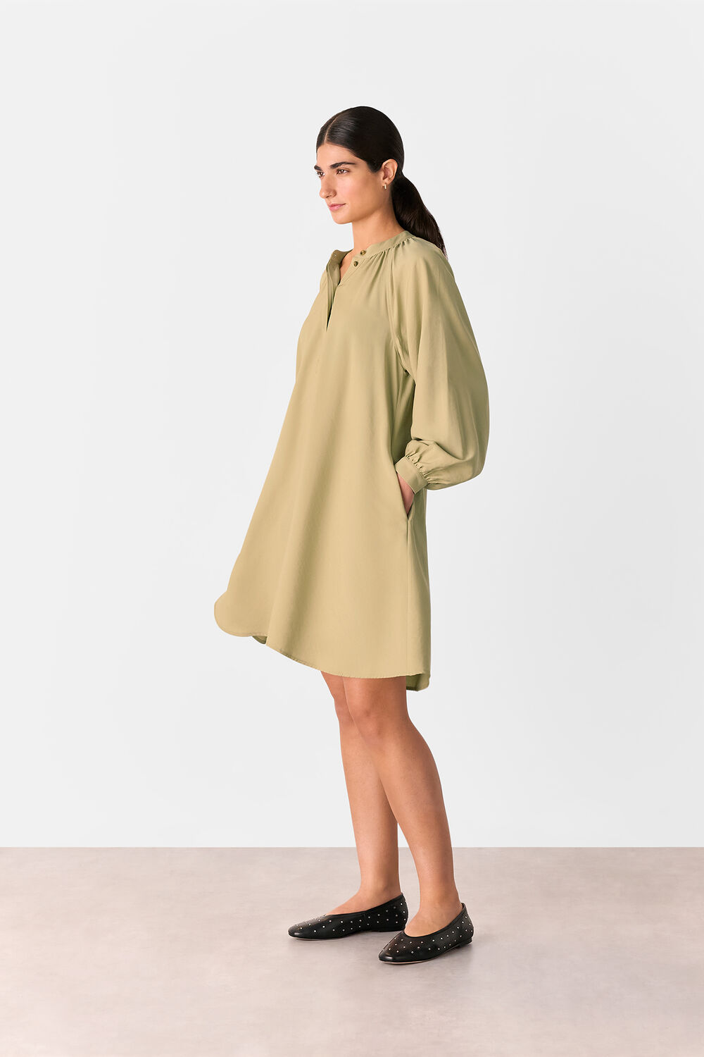 Sage Green Full Volume Gathered Dress