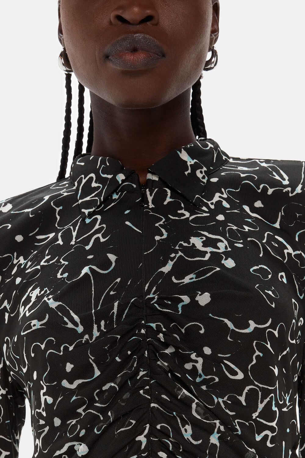 Scribble Bouquet Ruched Top