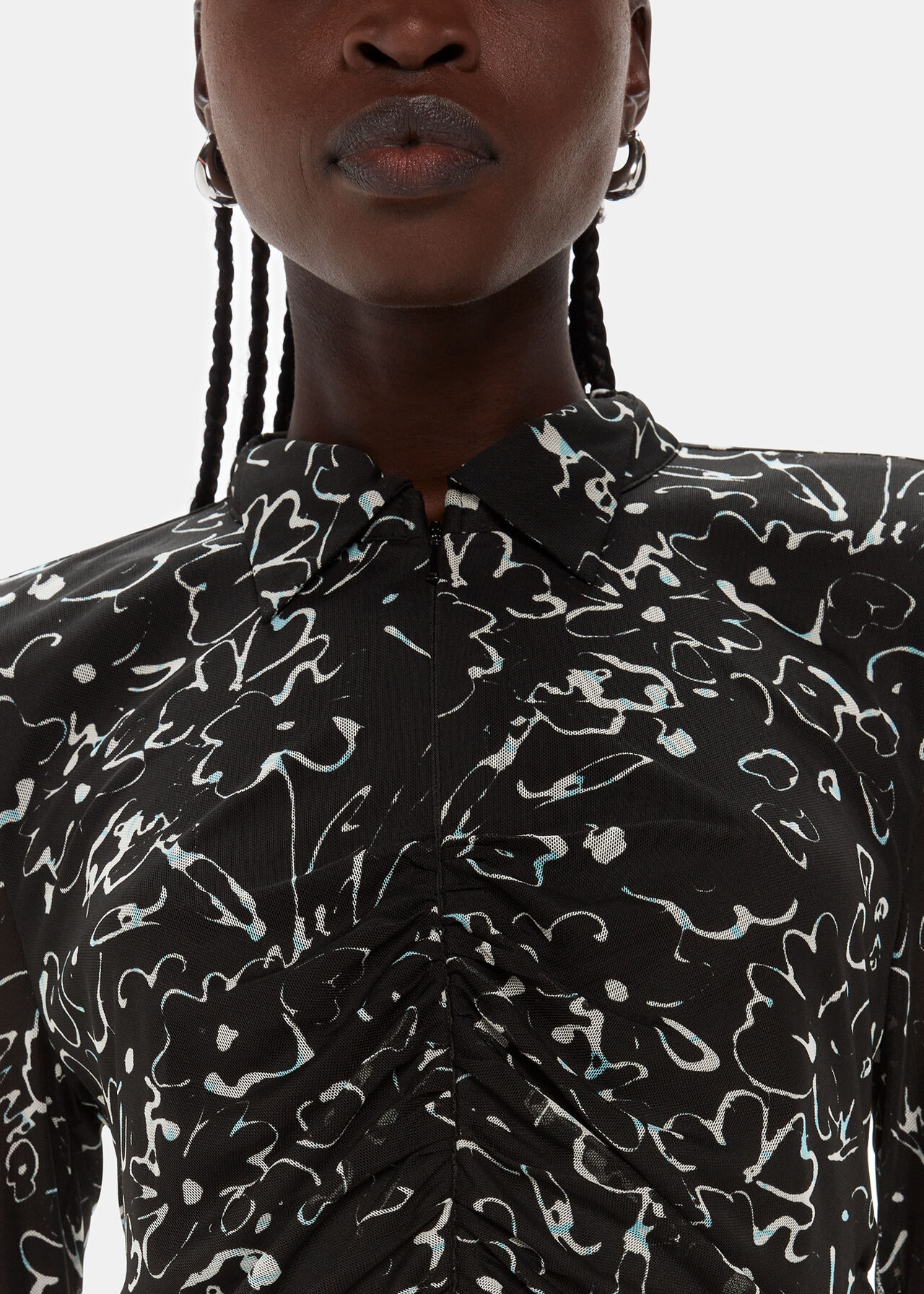 Scribble Bouquet Ruched Top