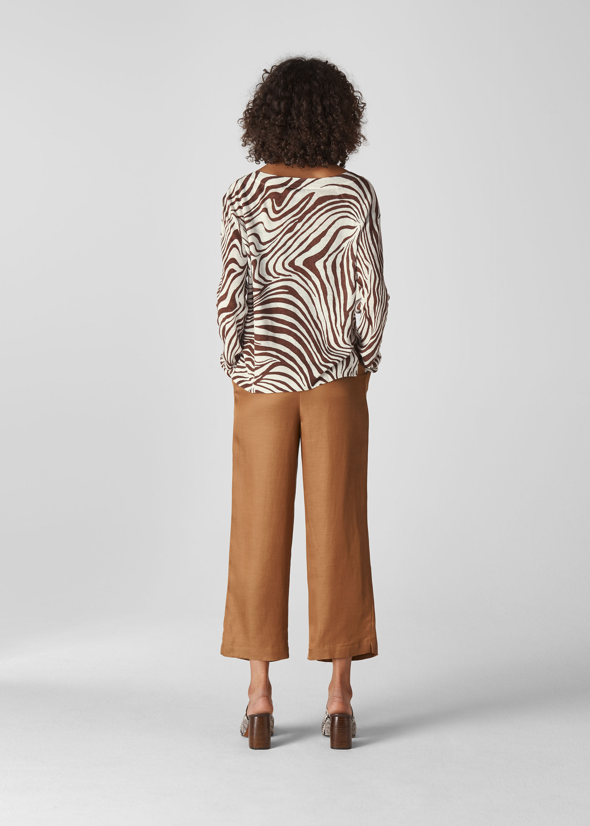 Brown/Multi Graphic Zebra Print Linen 