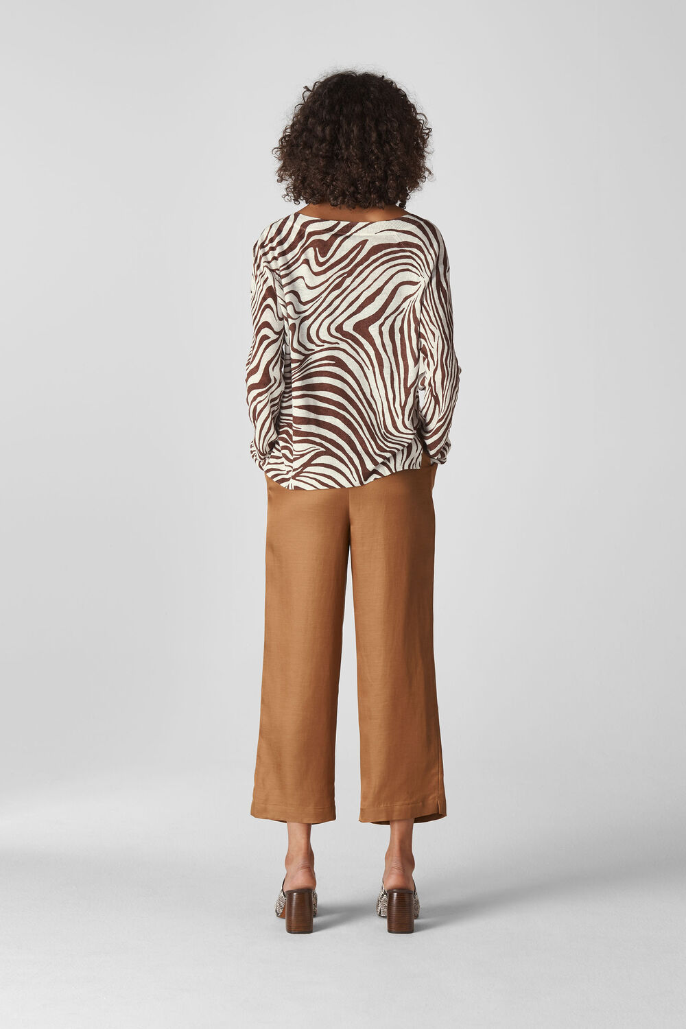 Graphic Zebra Print Linen Knit Brown/Multi