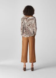 Graphic Zebra Print Linen Knit Brown/Multi