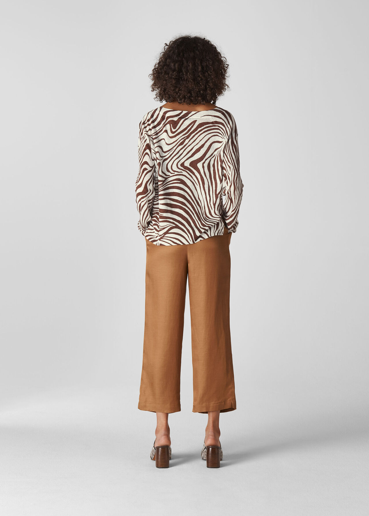 Graphic Zebra Print Linen Knit Brown/Multi