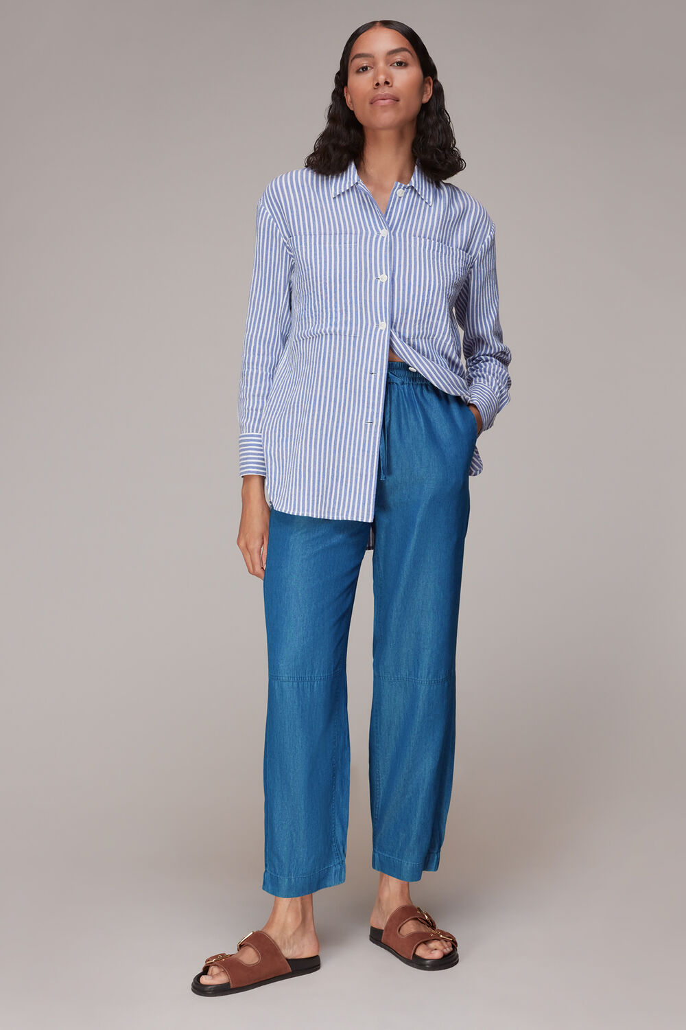 Blue Lucy Chambray Barrel Trouser