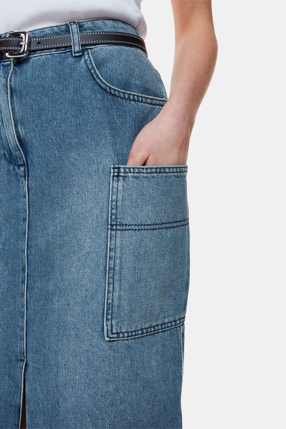Cora Utility Denim Maxi Skirt